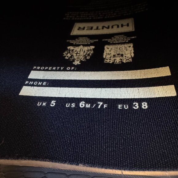 Hunter Tall Rain Boots – Navy w/ Green Soles & Maroon Buckles – Size 7 - Picture 8 of 8